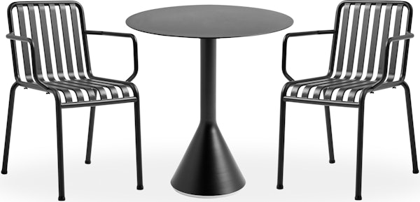 Palissade Cafe Set - Cone Table Round and 2 Armchairs